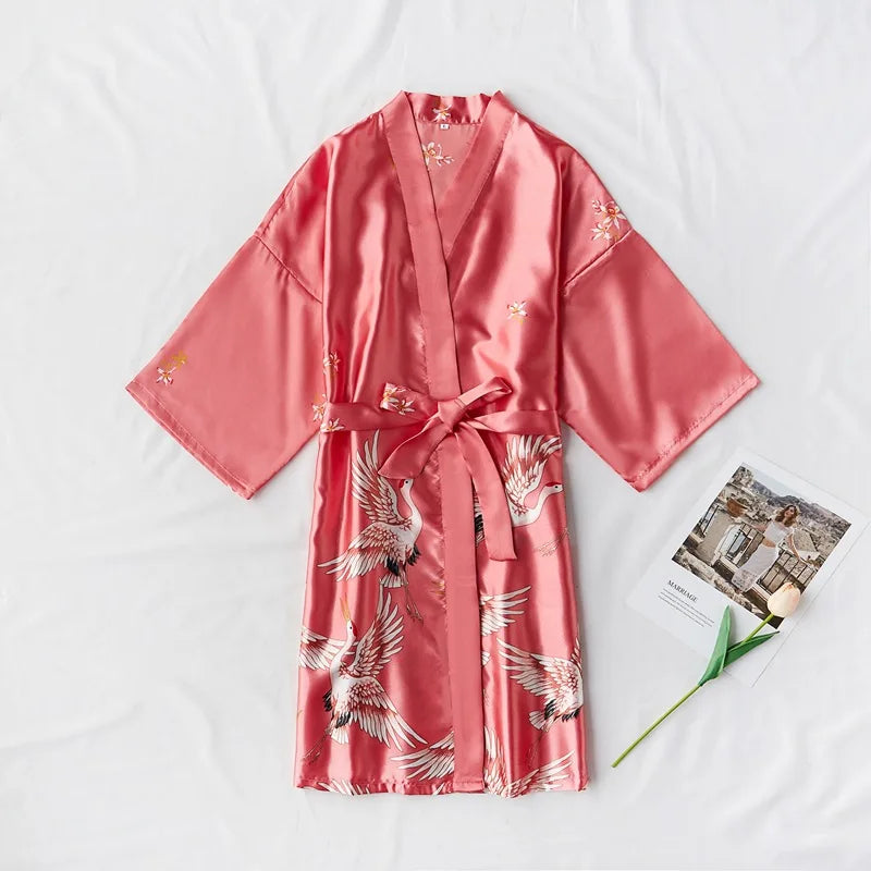Hot Fashion Satin Robe Female Bathrobe Sexy peignoir femme Silk Kimono Bride Dressing gown Sleepwear Night Grow For Women Girls