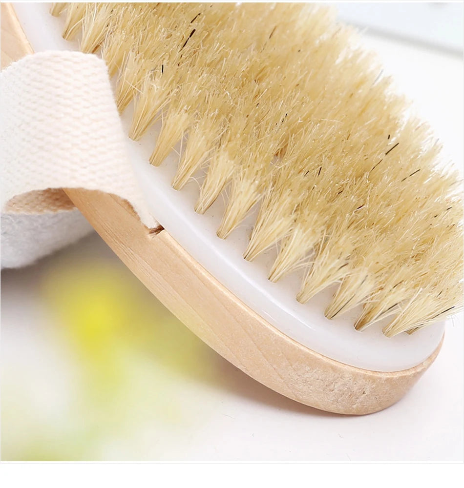 1Pcs Body Exfoliating Scrub Brush Wet Dry Skin Body Natural Bristle Brush Soft SPA Brush Bath Massager Woman Man Skin Care Tool