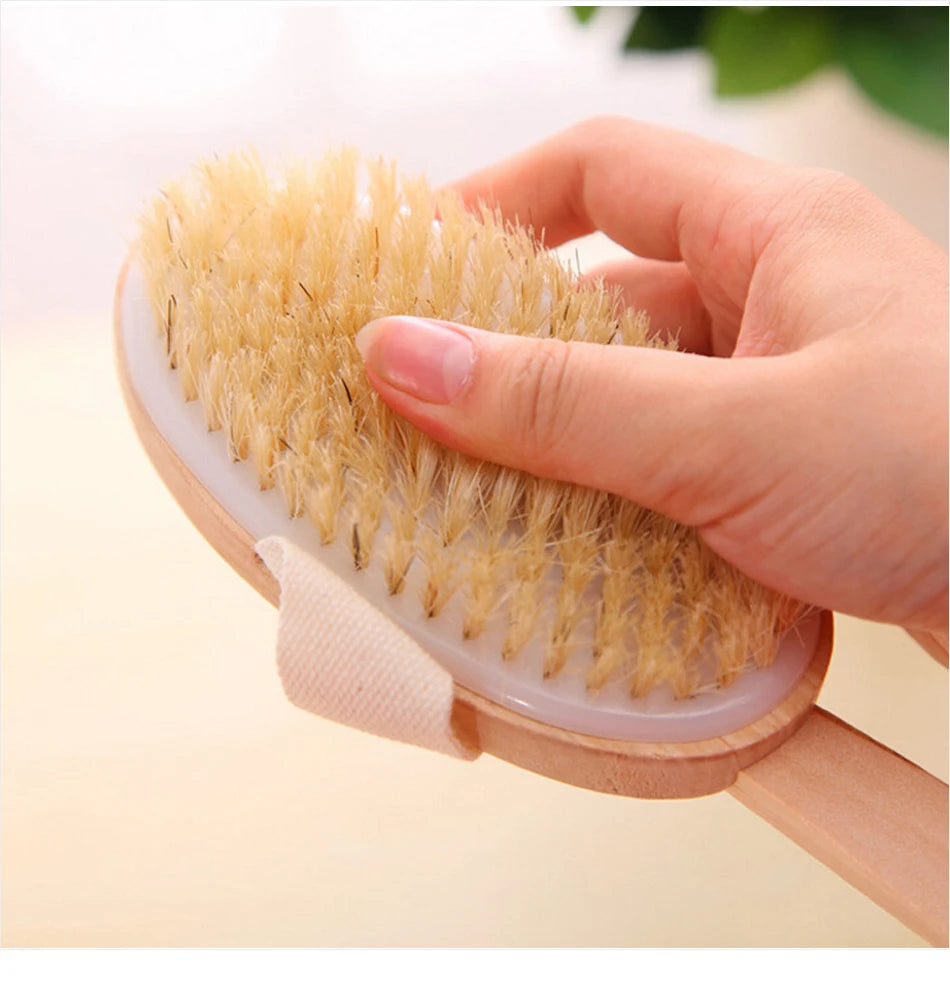 1Pcs Body Exfoliating Scrub Brush Wet Dry Skin Body Natural Bristle Brush Soft SPA Brush Bath Massager Woman Man Skin Care Tool