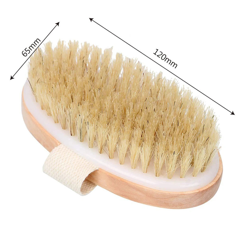 1Pcs Body Exfoliating Scrub Brush Wet Dry Skin Body Natural Bristle Brush Soft SPA Brush Bath Massager Woman Man Skin Care Tool
