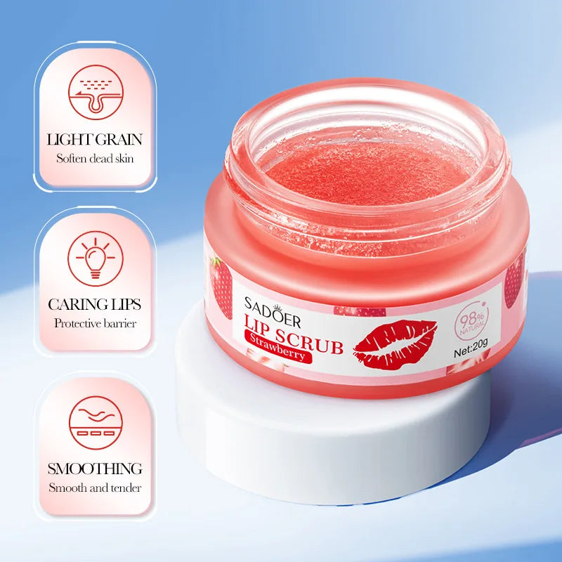SADOER Fruit Lip Scrub Cream Moisturizing Lips Plumper Hydrating Nourishing Avocado Orange Strawberry Lip Mask Lipstick