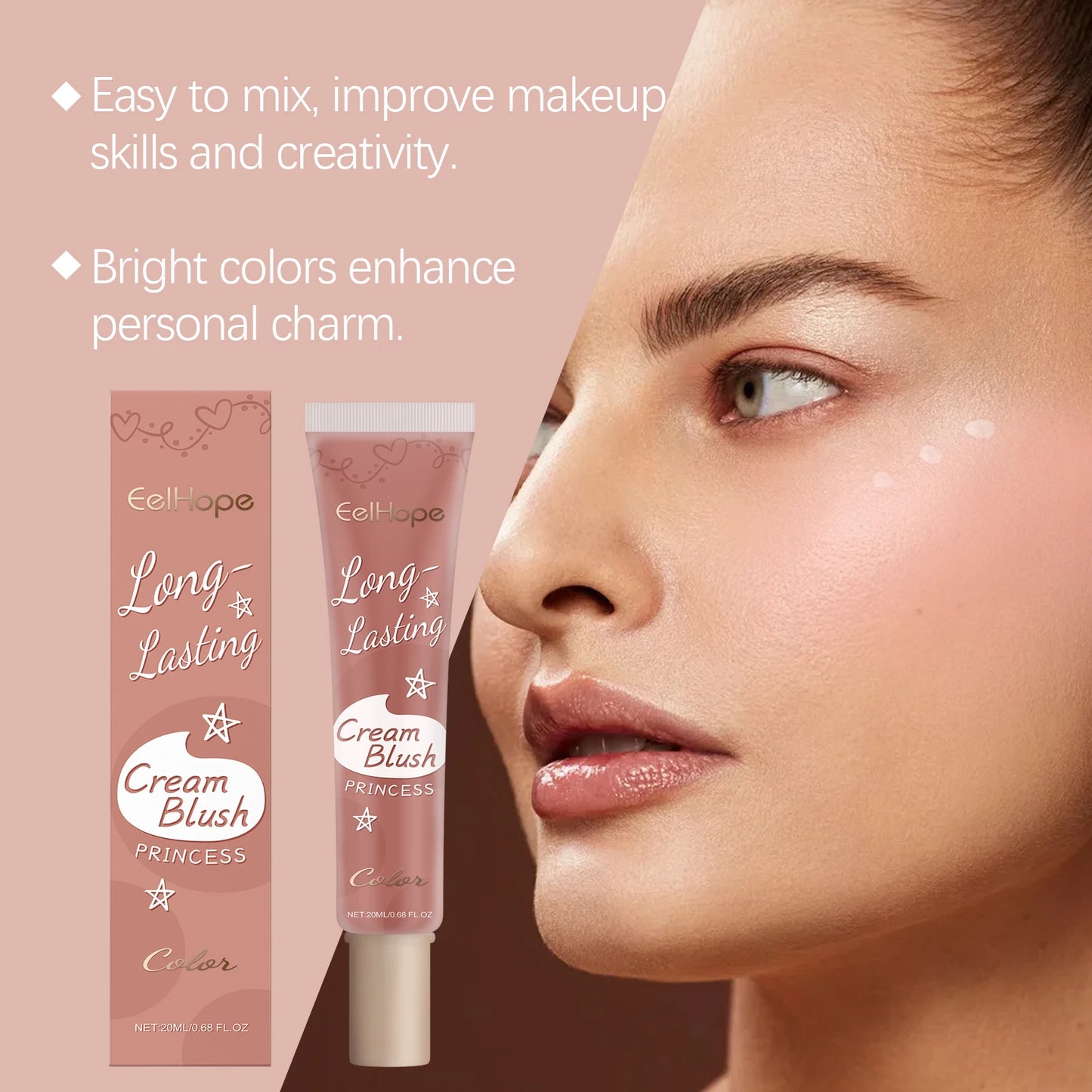 Blush Cream - Highly Pigmented, Long-Lasting, Smudge-Proof, Fine-Textured, Natural, Lightweight, Moisturizing Blush Cream