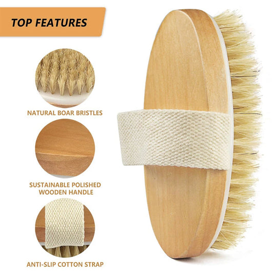 1Pcs Body Exfoliating Scrub Brush Wet Dry Skin Body Natural Bristle Brush Soft SPA Brush Bath Massager Woman Man Skin Care Tool
