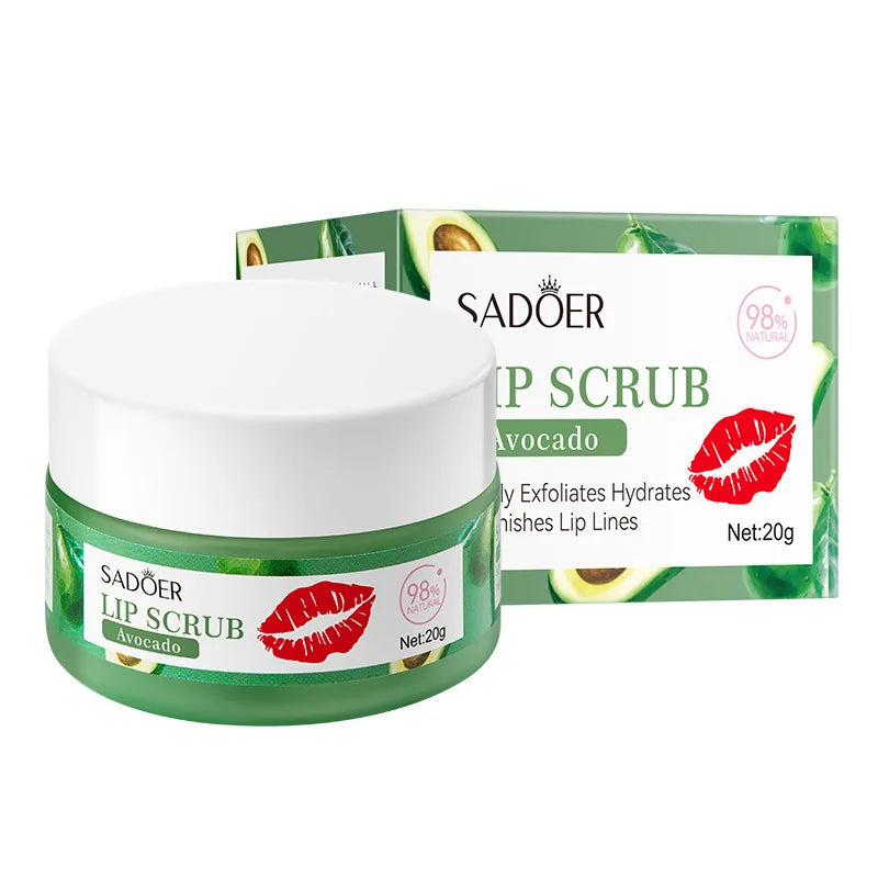 SADOER Fruit Lip Scrub Cream Moisturizing Lips Plumper Hydrating Nourishing Avocado Orange Strawberry Lip Mask Lipstick