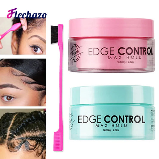 Flechazo Edge Control Gel Strong Hold Natural Baby Hair Oil Cream Edges Down Control And Edge Brush Kit For Africa American Hair