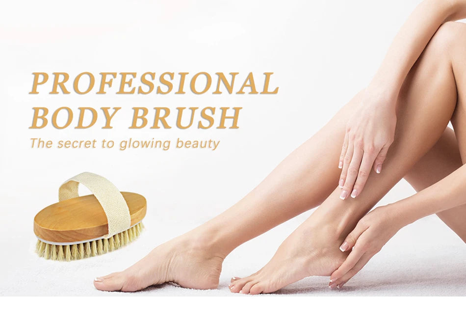 1Pcs Body Exfoliating Scrub Brush Wet Dry Skin Body Natural Bristle Brush Soft SPA Brush Bath Massager Woman Man Skin Care Tool