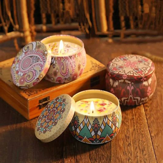 Vintage Can Candles Soy Wax Jars Scented Candle Romantic Flower Fragrance Aromatic Candle Home Decoration Wedding Birthday Gifts