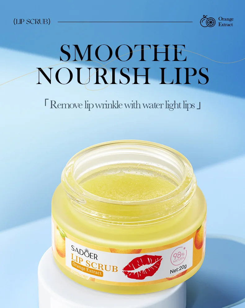 SADOER Fruit Lip Scrub Cream Moisturizing Lips Plumper Hydrating Nourishing Avocado Orange Strawberry Lip Mask Lipstick