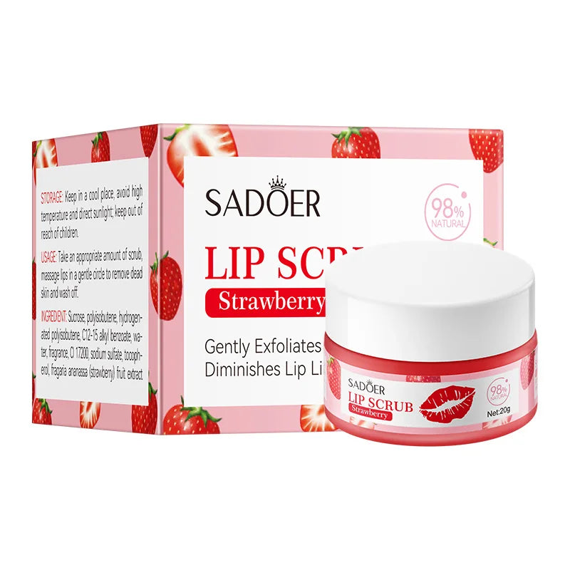 SADOER Fruit Lip Scrub Cream Moisturizing Lips Plumper Hydrating Nourishing Avocado Orange Strawberry Lip Mask Lipstick