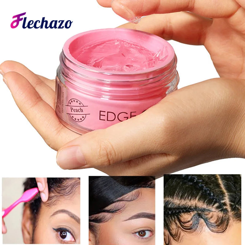 Flechazo Edge Control Gel Strong Hold Natural Baby Hair Oil Cream Edges Down Control And Edge Brush Kit For Africa American Hair