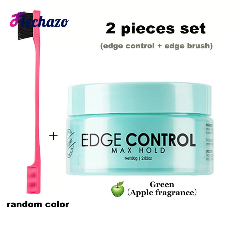 Flechazo Edge Control Gel Strong Hold Natural Baby Hair Oil Cream Edges Down Control And Edge Brush Kit For Africa American Hair