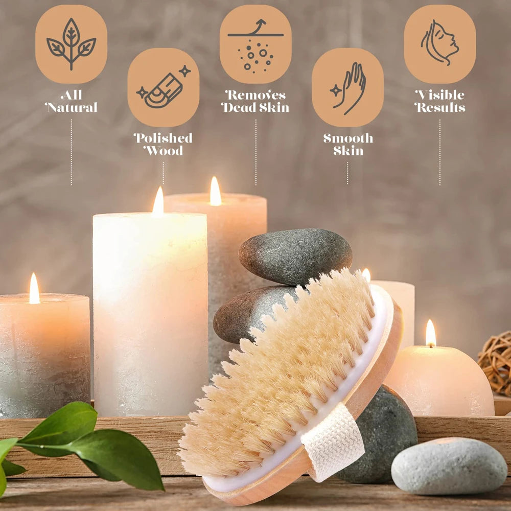 1Pcs Body Exfoliating Scrub Brush Wet Dry Skin Body Natural Bristle Brush Soft SPA Brush Bath Massager Woman Man Skin Care Tool