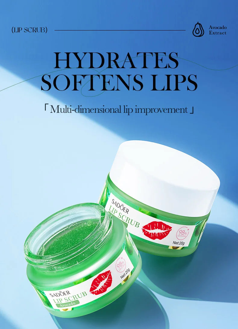 SADOER Fruit Lip Scrub Cream Moisturizing Lips Plumper Hydrating Nourishing Avocado Orange Strawberry Lip Mask Lipstick