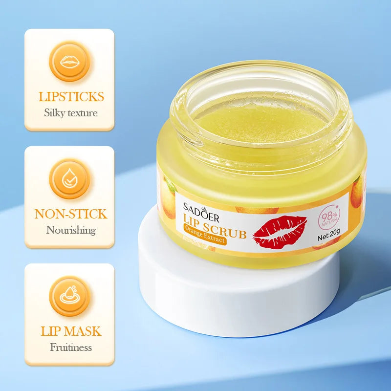 SADOER Fruit Lip Scrub Cream Moisturizing Lips Plumper Hydrating Nourishing Avocado Orange Strawberry Lip Mask Lipstick