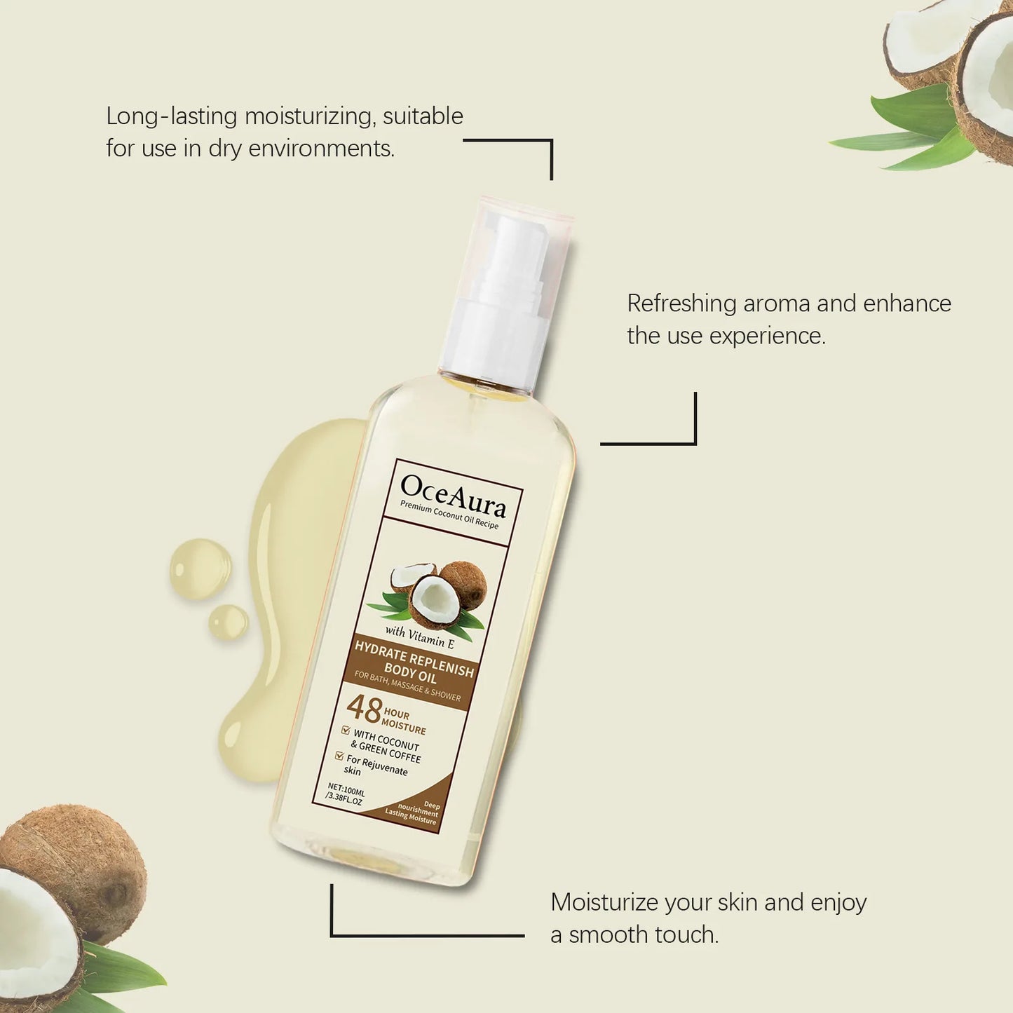 Body Oil Smoothing Whitening Improve Dullness Drying Moisturizing Brightening Hydrating Softening Lightweight Shower Massage Oil