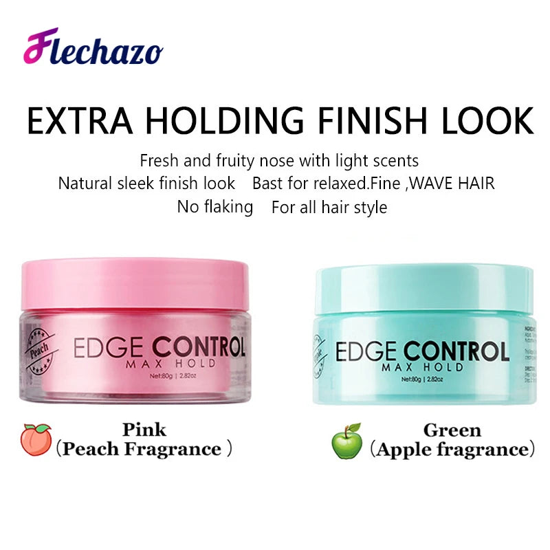 Flechazo Edge Control Gel Strong Hold Natural Baby Hair Oil Cream Edges Down Control And Edge Brush Kit For Africa American Hair