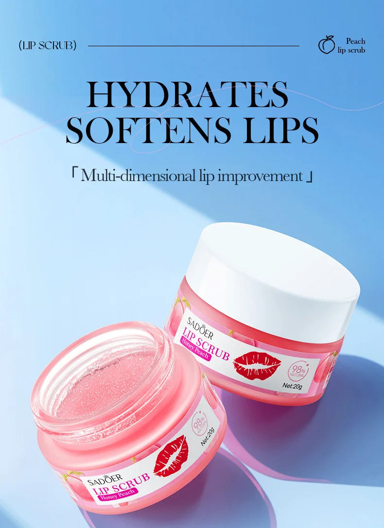 SADOER Fruit Lip Scrub Cream Moisturizing Lips Plumper Hydrating Nourishing Avocado Orange Strawberry Lip Mask Lipstick