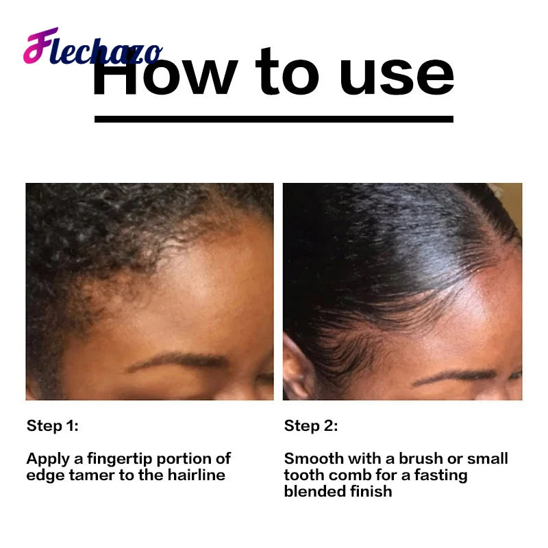 Flechazo Edge Control Gel Strong Hold Natural Baby Hair Oil Cream Edges Down Control And Edge Brush Kit For Africa American Hair