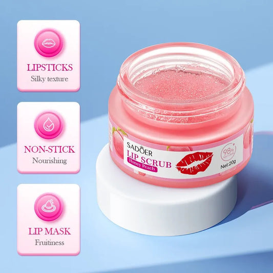 SADOER Fruit Lip Scrub Cream Moisturizing Lips Plumper Hydrating Nourishing Avocado Orange Strawberry Lip Mask Lipstick