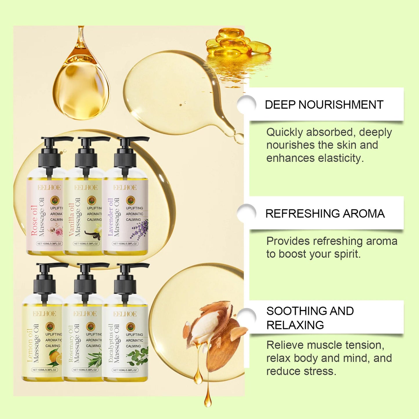 Body Oils for Relaxing Massages Muscle Soreness Relief Physical Fatigue Body Moisturizer Firming Skin Care Native SAP Body Oil