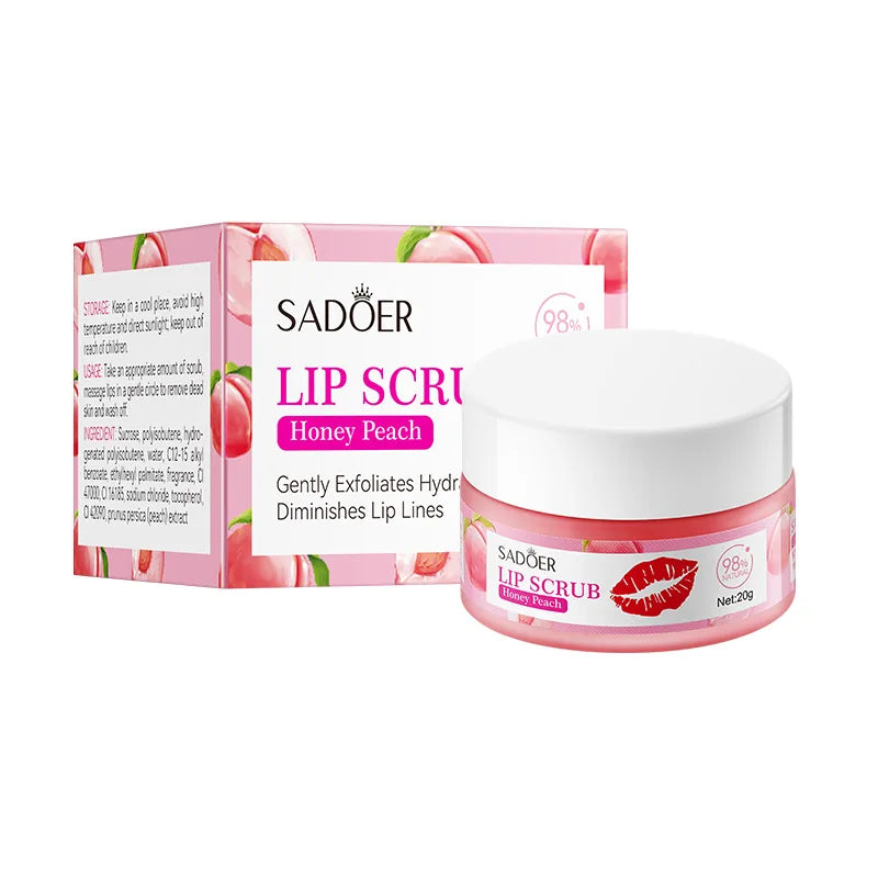 SADOER Fruit Lip Scrub Cream Moisturizing Lips Plumper Hydrating Nourishing Avocado Orange Strawberry Lip Mask Lipstick